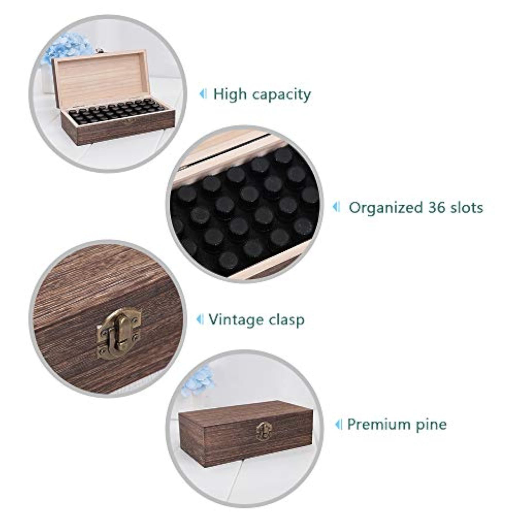 36 Slots Wooden Essential Oil Box Organizer