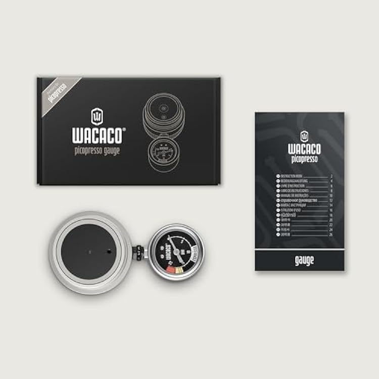 WACACO Picopresso Bundle: Portable Espresso Maker (with Protective Case) + Pressure Gauge Pro-Level Manual Travel Coffee Machine for Ultra-Fine Grind, Precision Pressure Monitoring