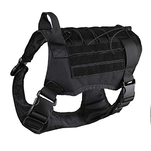 zuoxiangru Tactical Service Dog K9 Working Dog Vest Outdoor Training Hunting Water-Resistant Military Patrol Dog Harness with Handle (M, Black)