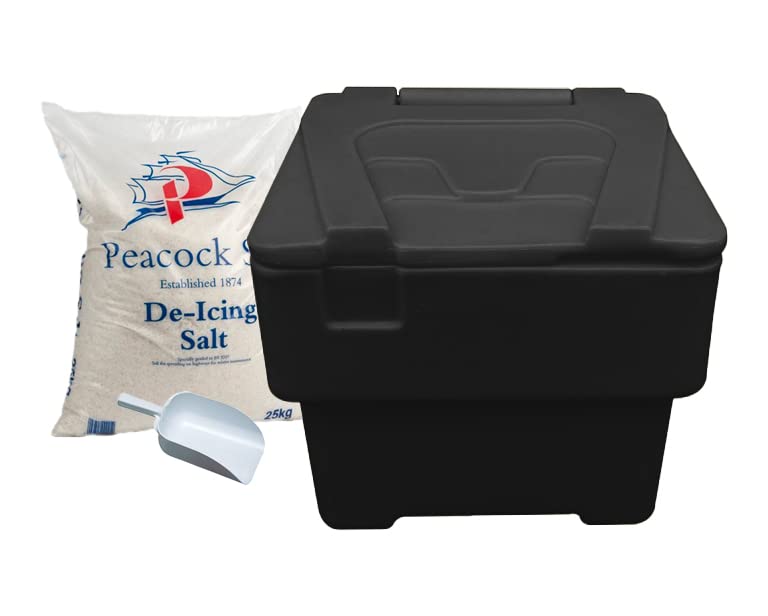 BritishBins Black 60 ltr Grit Salt Bin With 25Kg Salt and Scoop