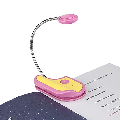 Image of Amber Reading Light Rechargeable, Book Light Kids for Reading in Bed, Clip On Reading Book Light, 2 Lighting Modes, Blue Light Blocking for Eye-Care, Small Bookmark Light for Bookworm-Pink