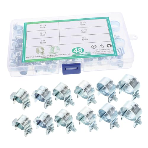 Housoutil 48pcs Mini Size Hose Clamps Easy to Install Automotive Injection Line Clamps Fine Craftsmanship