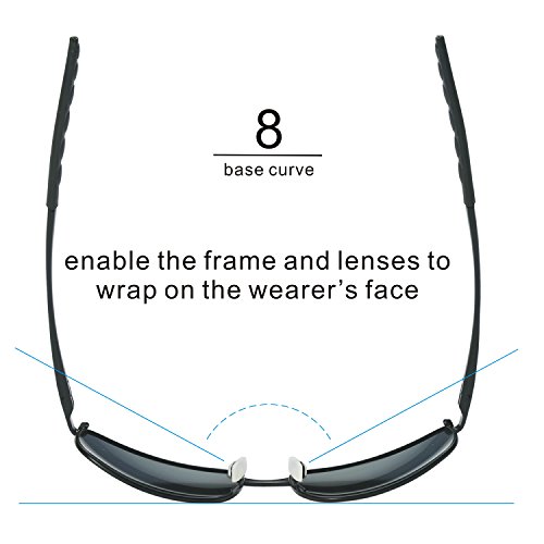 ZHILE 8-base Curve Wrap Metal Frame Polarized Sunglasses for Men (Gray frame Gray lens, 57)