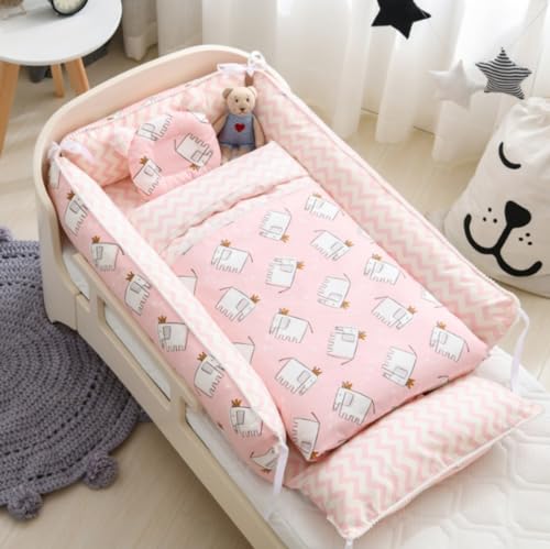 Demanca ベッドインベッド 携帯型 ベビーベッド 新生児 赤ちゃん 折りたたみ べびーべっと 枕付き コンパクト添い寝 ベビーべっど持ち運び 通気性がよい 洗濯可能 折り畳みベッド 安全 安心 出産祝い (3)