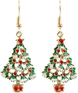 Toyvain 1 Pair of Lovely Christmas Tree Earrings Rhinestone Dangle Ear Stud for Women Girls