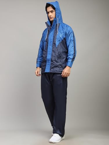 Image of Shasmi Grey Rain Coat for Men Waterproof Raincoat with Pants Polyester Double Layer Rain Coat For Men Bike Rain Suit Rain Jacket Suit Inner Mobile Pocket with Storage Bag (Rainy 172)