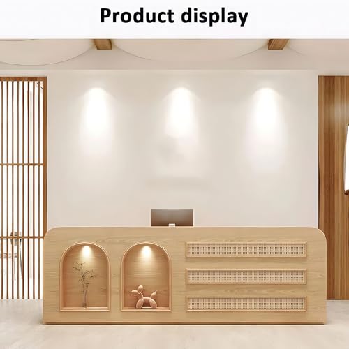 Modern Reception Desk with Storage Cabinet, Lockable Drawer, Double Tabletop – E1 Grade MDF Front Desk for Office, Salon, Retail & Reception Areas(White,L63 xW24 xH39)
