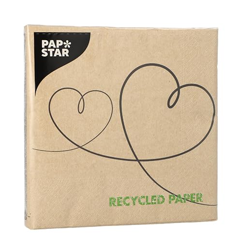 PAPSTAR 200 servilletas, 3 capas, pliegue 1/4, 33 cm x 33 cm, papel reciclado