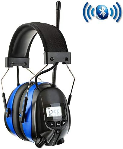 PROTEAR Noise Reduction Wireless Earmuffs with Bluetooth AM FM Digital Radio,NRR 25dB Professional Ear Hearing Protection Headphones with Rechargeable Battery,Electronic Ear Defenders for Mowing Lawn