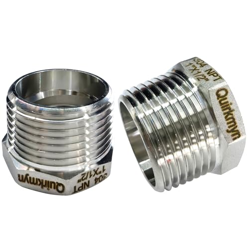 Image of 2 Pcs Stainless Steel Bushing 1 inch Male to 1 /2 inch Female, 1 inch to 1 /2 inch Reducer NPT Adapter Hex Reducing Pipe Adapter Fitting Stainless Steel Fitting Pipe Hose Tube Adapter Convert