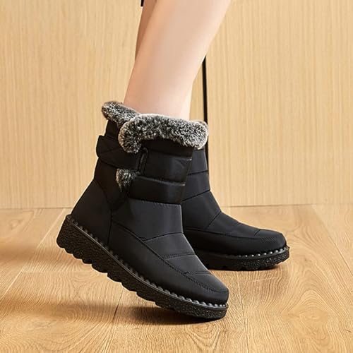 GUNIYIFS Womens Winter Snow Boots Winter Boot with Comfortable Flat Shoes for Women Warm Fur Lined Ankle Booties Outdoor Slip On Waterproof Short Boots3