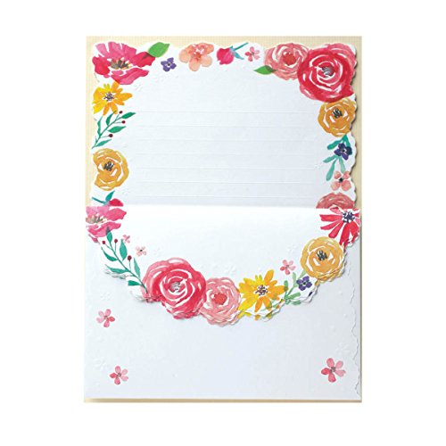 包む レターセット クルールクレール ブルーミングガーデン ピンク 0-077-5