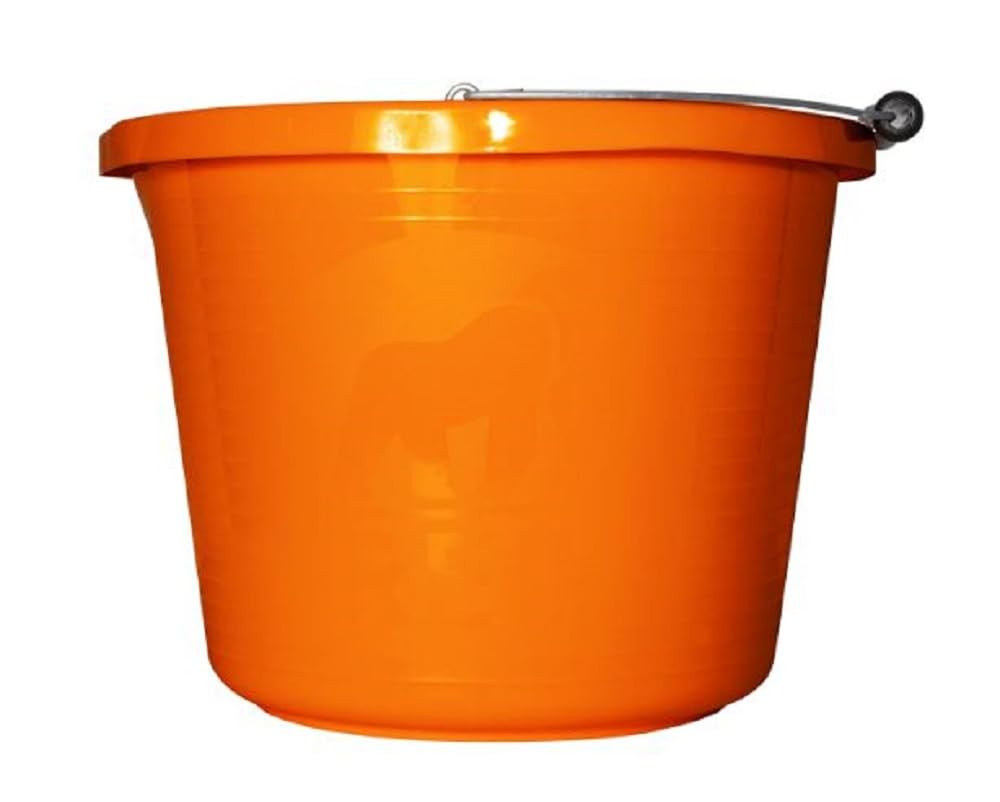 Red Gorilla Orange Premium Builder's Bucket 14 Litre 3 Gallon Heavy Duty Strong Metal Handle Moulded Grip Multi Purpose Food Grade Plastic