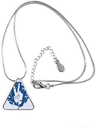 DIYthinker Blue Peace Symbol Victory Simple Creative Design Round Illustration Pattern Triangle Shape Pendant Necklace Jewelry with Chain Decoration Gift