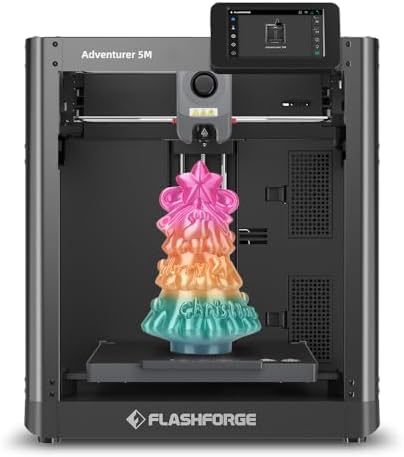 FLASHFORGE Adventurer 5M 3D Printer, 600mm/s High-Speed, 1 Click Fully Auto Leveling, Upgraded Direct extruder Quick Detachable 280°C Nozzle, Dual-Sided PEI Coating Plate, Print Size 220x220x220mm