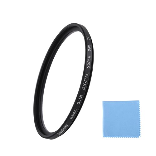 BaySedy 62mm DMC UV Filter Compatible Nikon Canon Sony Olympus Fujifilm Sigma Tamron Lens, Ultra-Slim, 16 Layers Multi-Coated, Ultra Low Reflection, High Definition, Waterproof, Lens Protector