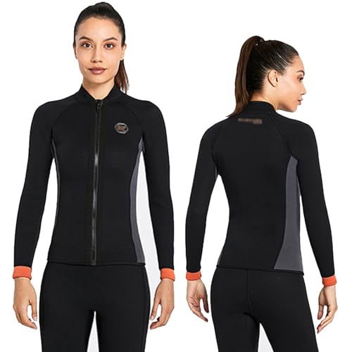 Chaqueta de neopreno 3 mm para hombre y mujer, manga larga, traje para deportes acuáticos, buceo, snorkel, surf y natación miniatura 2