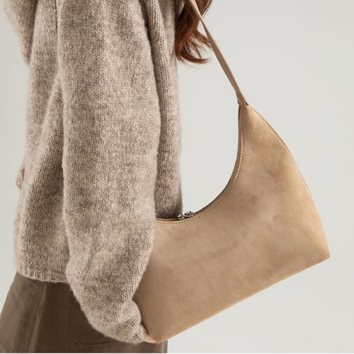 Sac en daim rétro avec coutures premium et poignée chic - 2