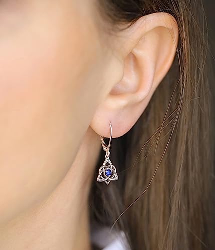 Starchenie Celtic Knot Dangle Earrings Sterling Silver Trinity Love Knot Leverback Earrings Gemstones Jewelry for Women3