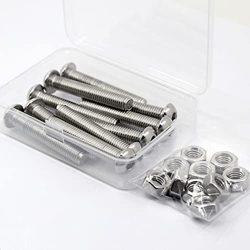 (10 sets) M8-1.25 x 40 mm Hex Socket Screws and Nuts Set 304 Stainless Steel 18-8 Round Head Screws, Silver, M8 x 40mm - Image 3