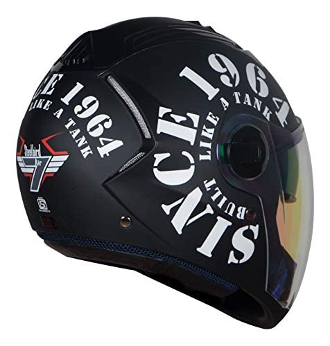 Image of Steelbird SBA-2 Tank 1964 Dual Visor Helmet Fitted with Outer Clear Visor and Extra Outer Night Vision Visor in Matt Finish (Medium 580MM, Black /White)