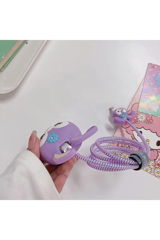 Image of DIVERTS Charger Case Cover 360 Degree Full Protection Cover Funny Cartoon Character Compatible for iPhone 18-20W Silicone Protective Charger Cover Cable Protector (Rabbit Design)