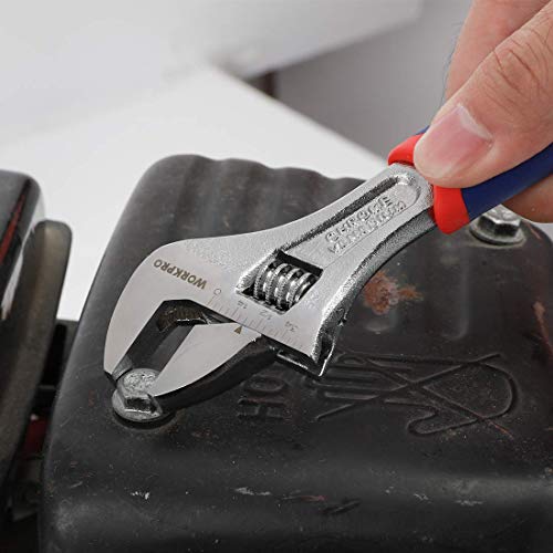 WORKPRO 3-piece Adjustable Wrench Set CR-V with Rubberized Anti-Slip Grips 10-inch, 8-inch, 6-inch