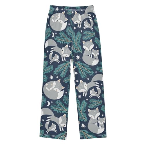visesunny Boys' Pants Cute Polar Fox Pine Tree Jogger Pants Elastic Waist Long Bottoms Trousers with Pockets