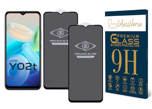 Image of Ultra Privacy Tempered Glass For Vivo Y02T (Pack Of 2) with Free Installation Kit. Full screen Coverage. (In-Screen FingerPrint Lock will not work with the Privacy Guard) - 6.51 inch