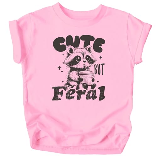 Olive Loves Apple Cute But Feral Shirt for Girls and Boys Adorable Raccoon Unisex Kids Tee