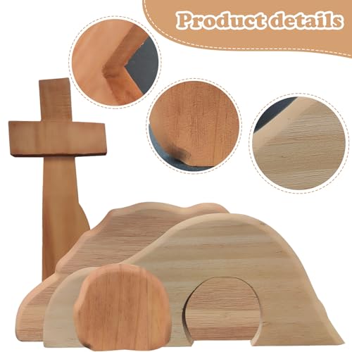 SPERMUOY Osterszene Holz Osterkrippe,Ostern Auferstehungsszene Auferstehung Holzdekoration,Jesus Krippe Szene Dekorationen,Hölzerne Osterszenen,Osterszenen Set für Ostern Tischschmuck Dekoration