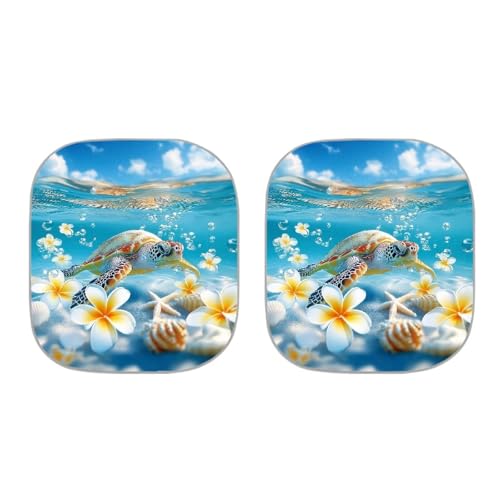 Image of 2 PCS Car Windshield Sun Shade Foldable Sea Turtle Print Car Front Window Sunshade Reflect UV Sun and Heat and Protect Your Car, Universal Fit for Auto Truck Van SUV