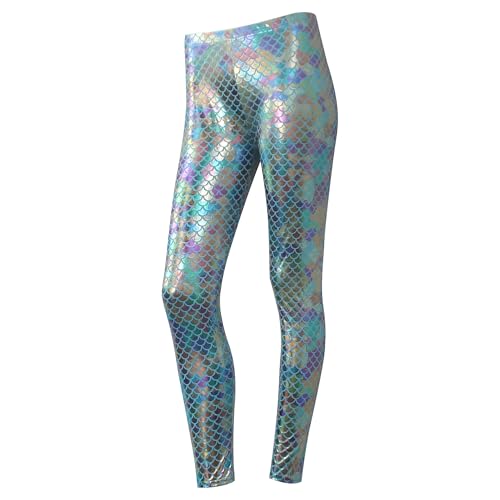 Wildarms Legging d'écailles de sirène pour femme - Taille haute - Imprimé poisson - Costume...