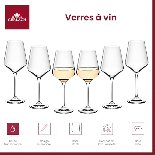 Verres à vin blanc Gerlach 1760 en cristal supérieur éclatant pour table élégante