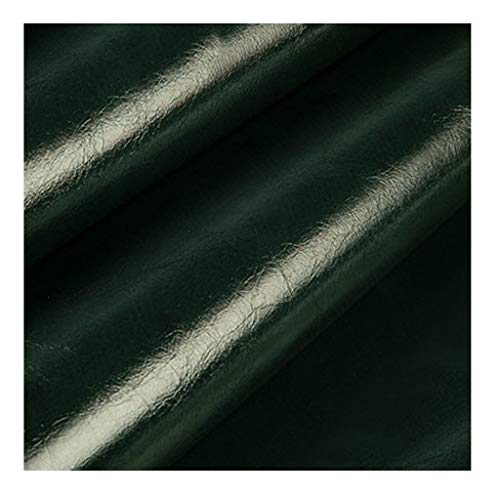 Tissu cuir simili fin haut de gamme effet ciré à l'huile couleur vert foncé 1.6x7m