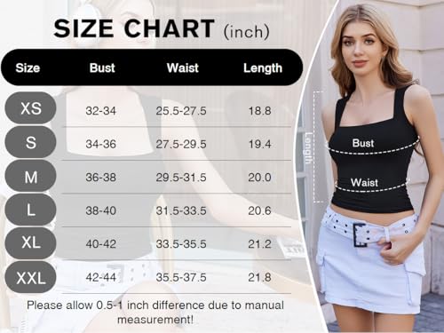 Avidlove Damen Crop Top Basic Shirt Elegant Oberteil Sexy Unterhemd Quadratischer Kragen Bluse Party Outfit Armellos Tank Y2K Weiß S