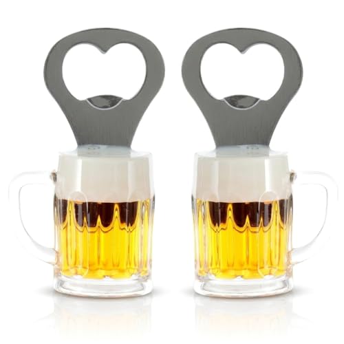 Gerlinova Lot de 2 décapsuleurs en verre à bière drôle avec aimant de réfrigérateur
