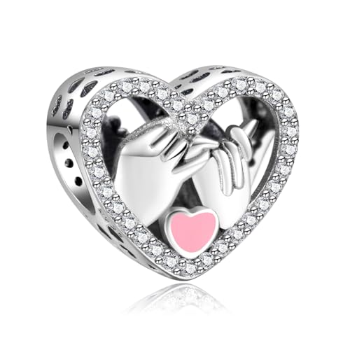 Annmors Silver Charms for Bracelets S925 Love Heart Mom Birthday Dangle for Women Bracelet & Necklace Pendant