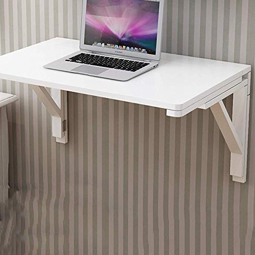 Bureau d'ordinateur blanc pliable mural en bois avec double support robuste - 5