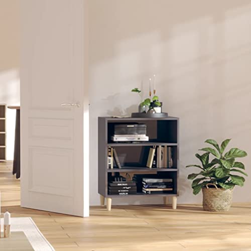 CKioict Buffet gris brillant - Armoire de jardin - Commodes pour bureau et chambre à coucher - 57 x 35 x 70 cm - Matériau dérivé du bois