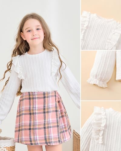 Image of Toddler Girl Clothes Outfit Shirt Top Plaid Mini Skirt Outfits Set Little Girl Dresses Kids Clothes for Girls 18M-8T
