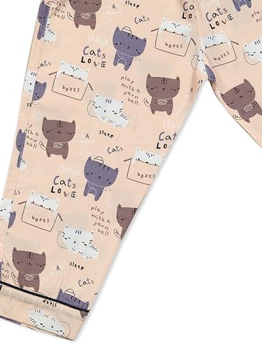 Image of MINIMATES Unisex Kids Cotton All Over Printed Night Suit Sleepwear Top & Pyjama Set Full Sleeve with Pockets for Girls & Boys with Buttons /Sleepwear for Girls /Night Dresses