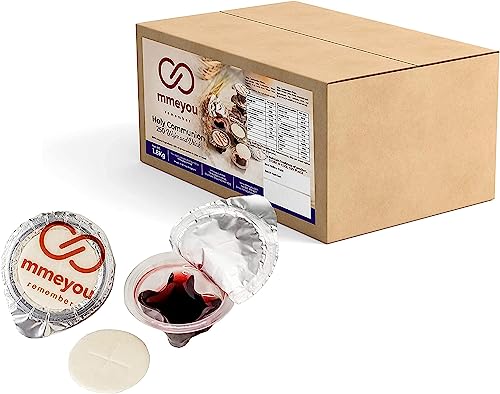 Obleas de comunión empaquetadas para comunión con jugo de uva roja (caja de 250), todo en un solo paquete.