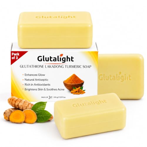 Image of Glutalight Glutathione Lakadong Turmeric Soap - Korean Skincare, Pack of 3