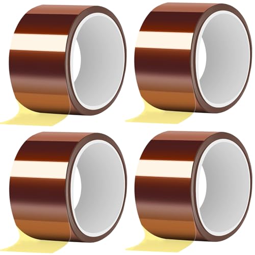 Image of Heat Resistant Tape, Heat Tape,High Temperature Tape,Heat Vinyl Press Tape for Heat Transfer,Polyimide Tape for Protecting CPU, Circuit Board, Soldering (4 Rolls, 2 Inch x 108 ft (33m))