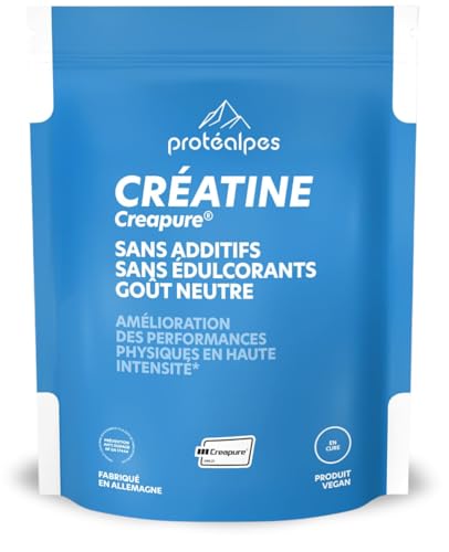 Protéalpes Créatine Créapure® en Poudre | Creatine Monohydrate | Fabriqué en Allemagne | Goût Neutre | Augmente la Force Musculaire | Vegan (1 kg)