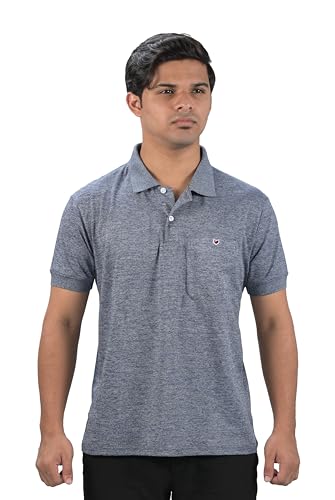 Image of Mens Half Sleeve Collared Casual Blend Polo T-Shirt with Front Pocket