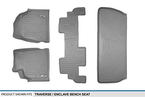 Maxliner Floor Mats 2 Rows And Cargo Liner Behind 3Rd Row Set Grey For Traverse/Enclave With 2Nd Row Bench Seat #TOP5