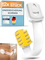 MUTKIND 12 Stück Kindersicherung Schrank - (Mit Kleber von TESA) Schranksicherung Baby - Längenverstellbar - Schubladensicherung Baby für Schränke, Kühlschrank, Tür - Kindersicherung Schubladen Weiß