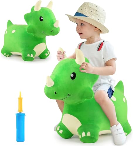 Dinosaurio Saltarín Hinchable para Niños – Animal Inflable con Funda de Felpa Lavable, Saltador Hinchable Infantil para Interior y Exterior, Juguete de Rebote y Montar, Regalo Original Navidad